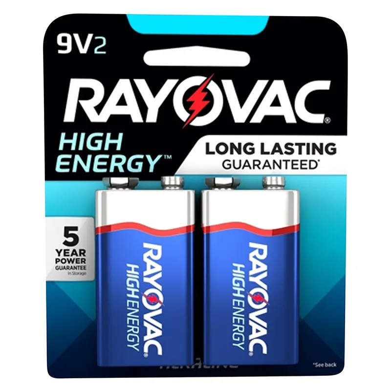 Rayovac High Energy 9-Volt Alkaline Batteries 2 Pk Carded