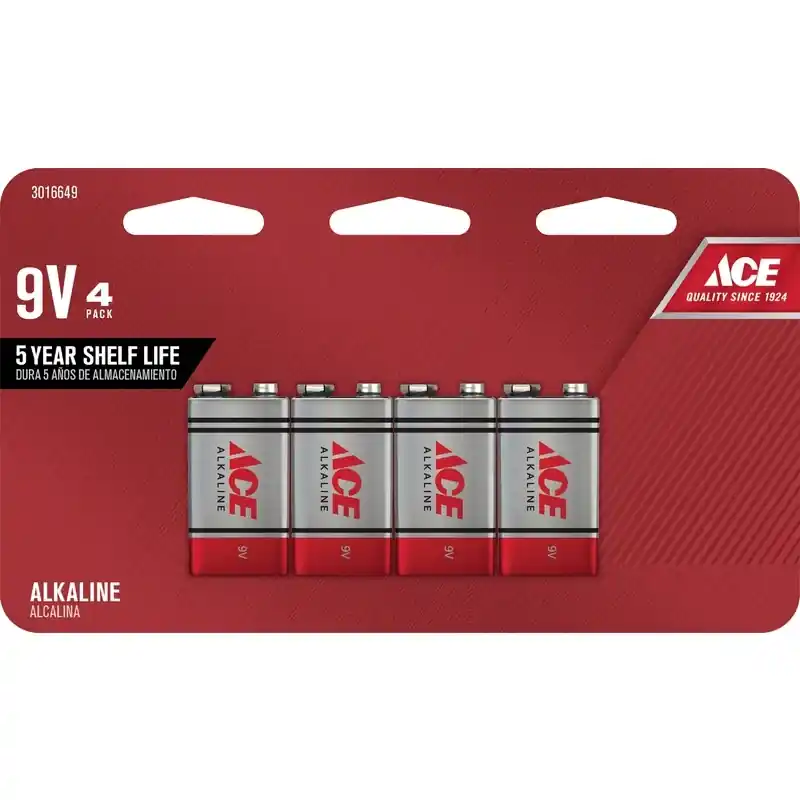 Ace 9-Volt Alkaline Batteries 9 Volt 4 Pk Carded