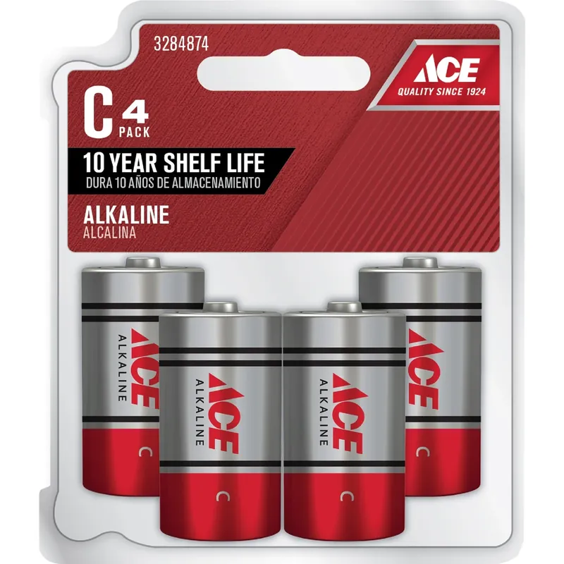 Ace C Alkaline Batteries 4 Pk Carded
