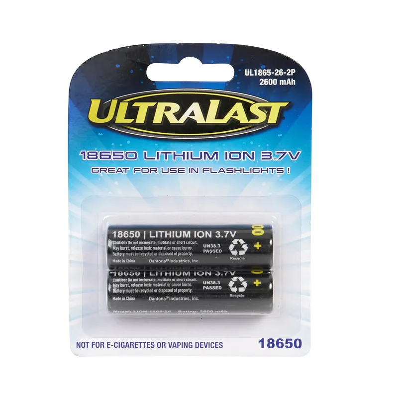 UltraLast Lithium Ion 18650 3.7 V 2600 MAh Rechargeable Battery 2 Pk