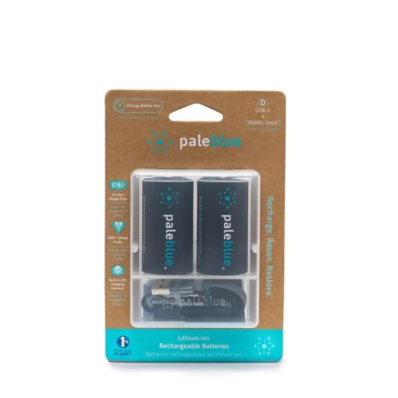 Pale Blue Earth D Lithium Batteries 2 Pk Clamshell