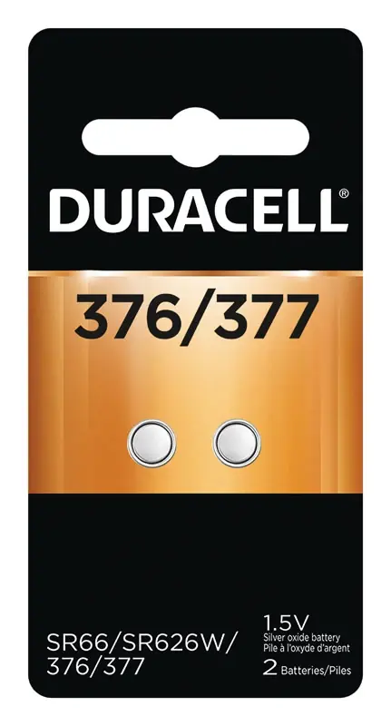 Duracell Silver Oxide 376/377 1.5 V 0.02 MAh Electronic/Watch Battery 2 Pk