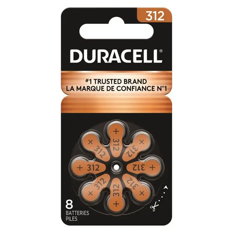 Duracell Zinc Air 312 1.5 V Hearing Aid Battery 8 Pk