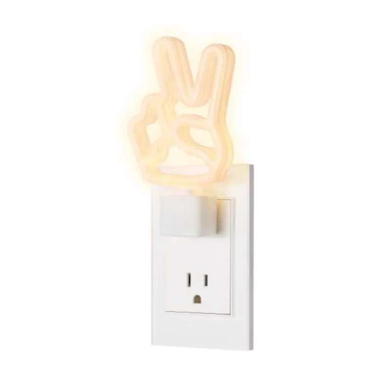 Peace Symbol Plug‑In LED Night Light – Auto On/Off, White