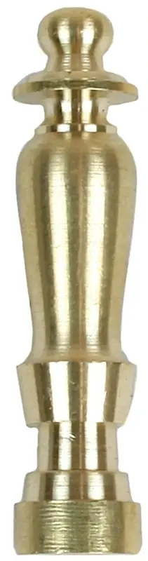 Lamp Finial, Spindle, Solid Brass, 2-In.