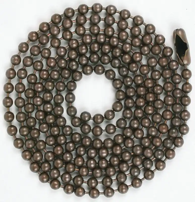 Beaded Lamp Chain With Connector, 6, Rustic Bronze, 3-Ft.
