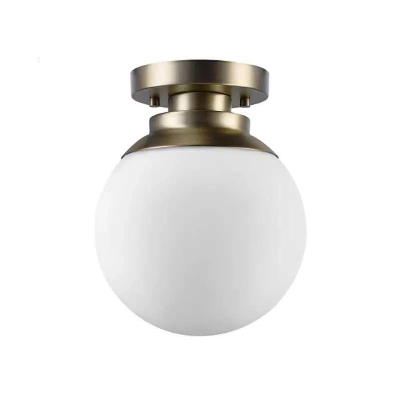 Portland 9.91 In. H X 8 In. W X 8 In. L Brass White Ceiling Light