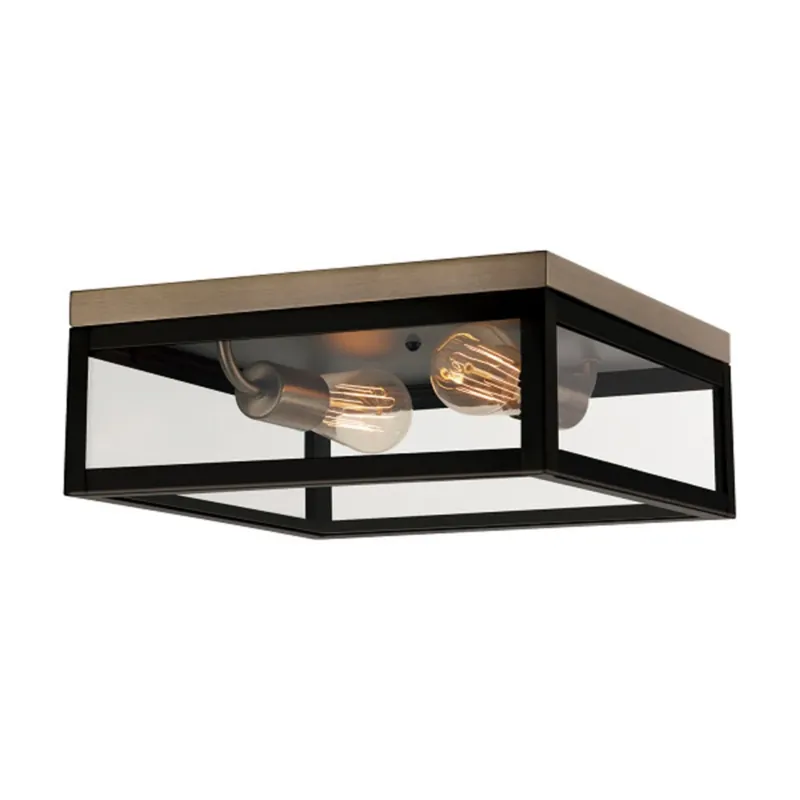 Verona 2-light Dark Bronze Flush Mount Ceiling Light 5.12 In. H X 13 In. W X 13 In. L