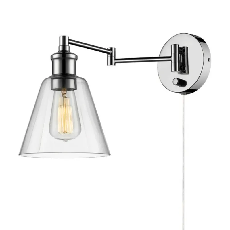 Parker 1-light Chrome Clear Industrial Vintage Style Wall Sconce