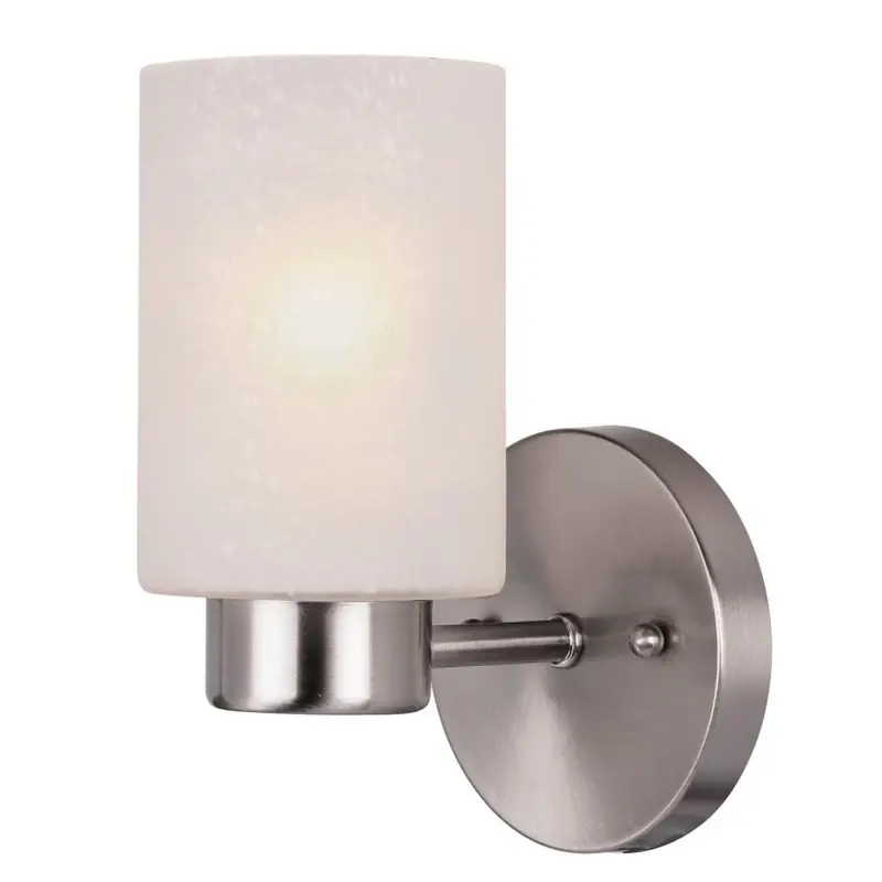 Sylvester Modern Indoor Wall Light Fixture, Brushed Nickel, Frosted Glass Shade