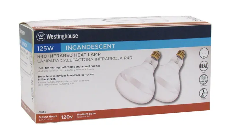 Westinghouse 125 W R40 Heat Lamp Incandescent Light Bulb Medium Base Clear 2 Pk