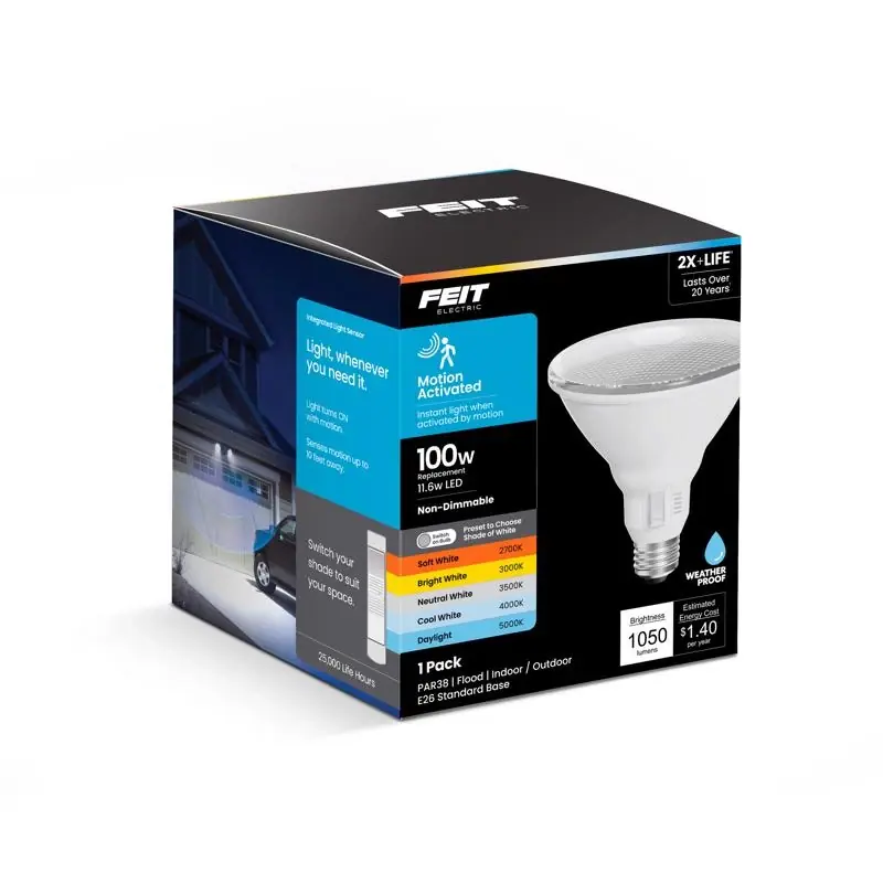 Feit Par38 E26 Led Motion Activated Color Changing Bulb 100w Equivalent