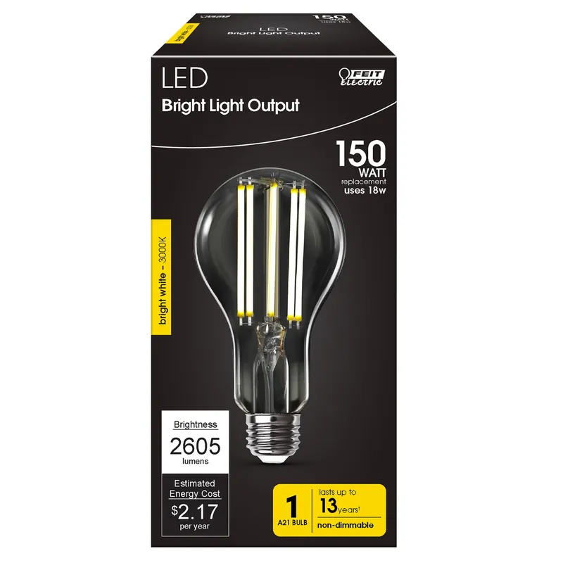 Feit A21 E26 (Medium) Filament LED Bulb Bright White 150 Watt Equivalence 1 Pk
