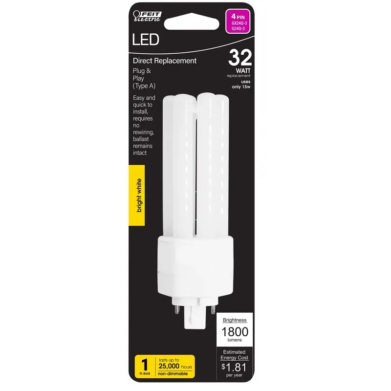 Feit Linear PL GX24Q-3 4-Pin LED Bulb Bright White 32 Watt Equivalence 1 Pk