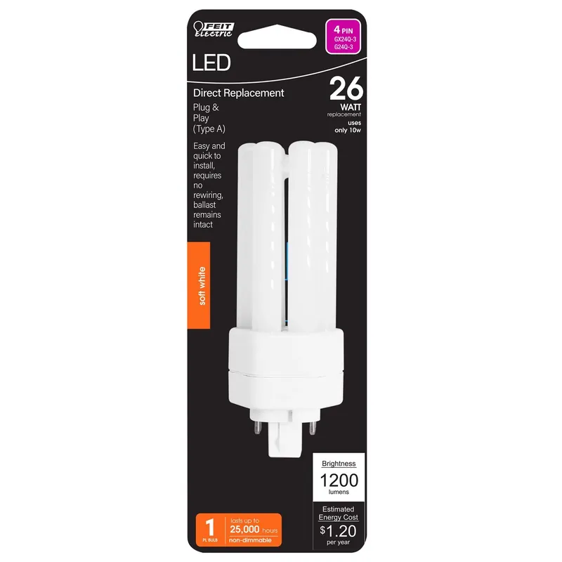 Feit Linear PL GX24Q-3 4-Pin LED Bulb Soft White 26 Watt Equivalence 1 Pk