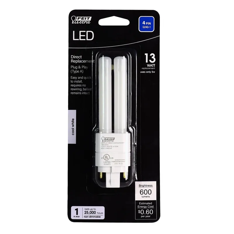 Feit Linear PL GX23-2 LED Bulb Cool White 13 Watt Equivalence 1 Pk
