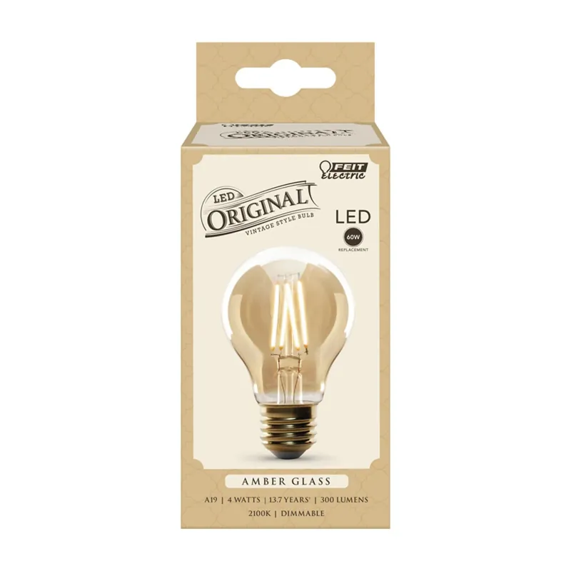 Feit A19 E26 (Medium) LED Bulb Amber Soft White 60 Watt Equivalence 1 Pk