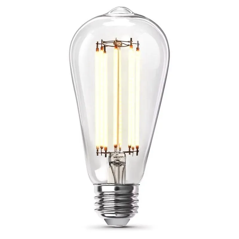 Feit Adjustable White Filament LED Bulb – 60W Equivalent, Dimmable, 2‑Pack (E26)