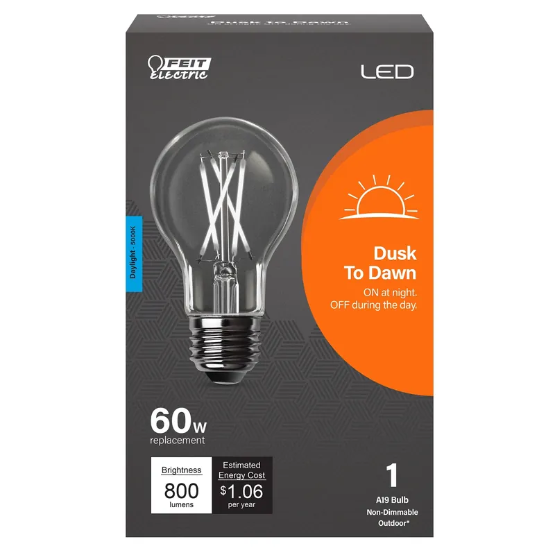 Feit A19 E26 (Medium) LED Dusk To Dawn Bulb Daylight 60 Watt Equivalence 1 Pk