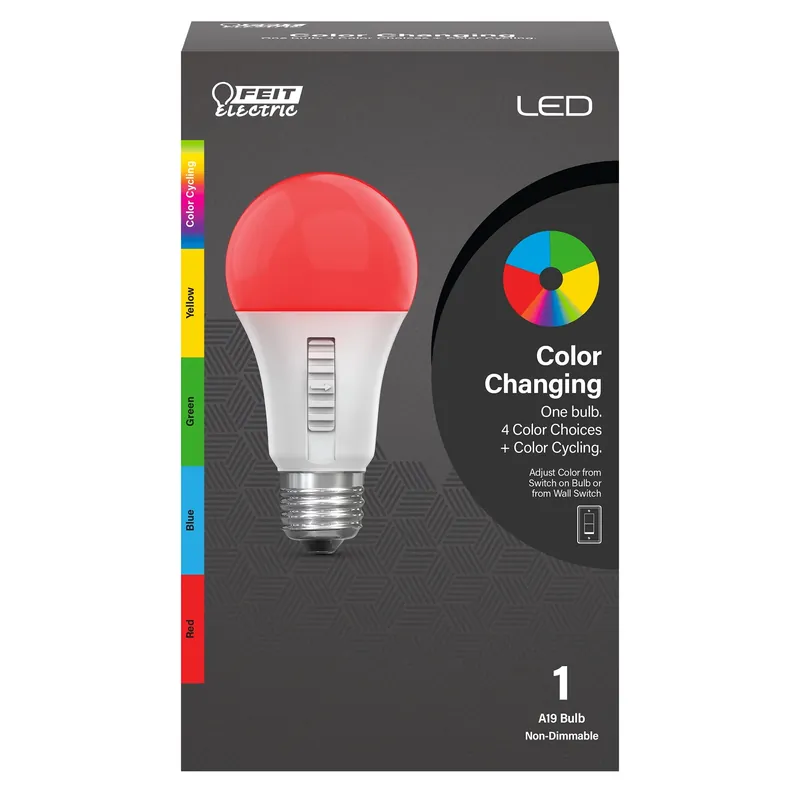 Feit A19 E26 (Medium) Party Bulb Color Changing 4.5 Watt Equivalence 1 Pk