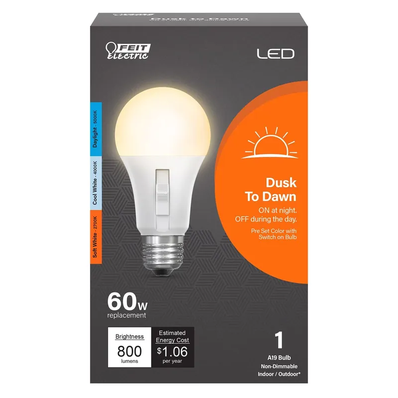 A19 E26 Led Dusk To Dawn Bulb Tunable White/color Changing 60 Watt Equivalent