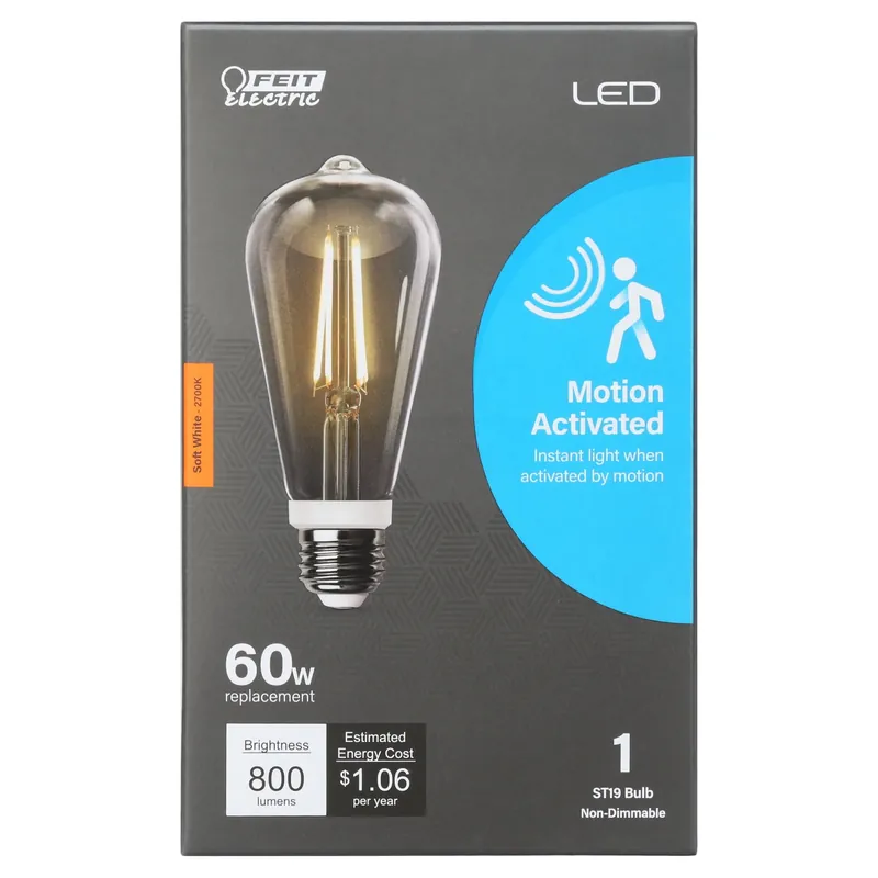 Feit ST19 E26 (Medium) LED Motion Activated Bulb Soft White 60 Watt Equivalence 1 Pk