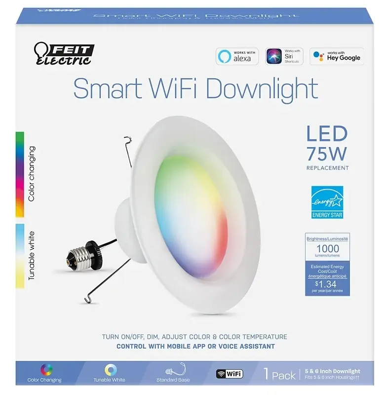 Feit Smart Home 6 In. Aluminum Led Dimmable Recessed Downlight 11.1 W Rgbw