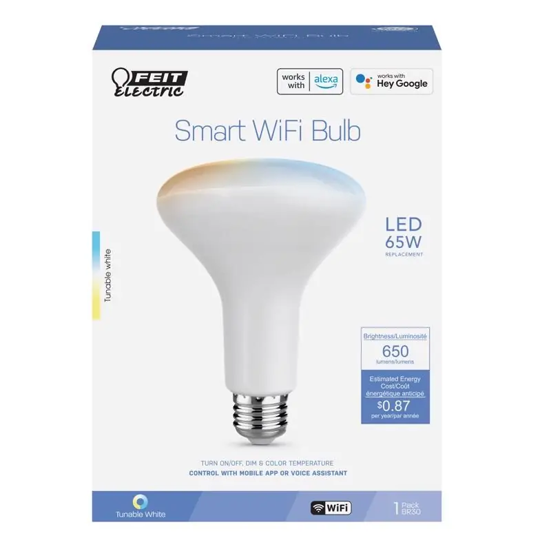 Feit BR30 E26 (Medium) Smart-Enabled LED Bulb Tunable White 65 Watt Equivalence 1 Pk