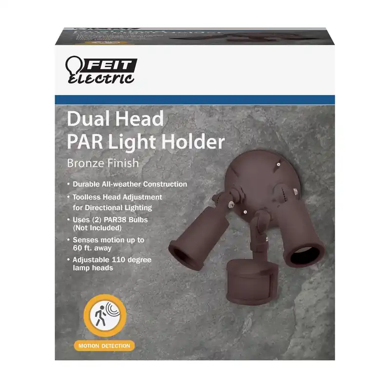 Motion-sensing 180 Degree Bronze Dual Floodlight Hardwired With Par38 Bulb