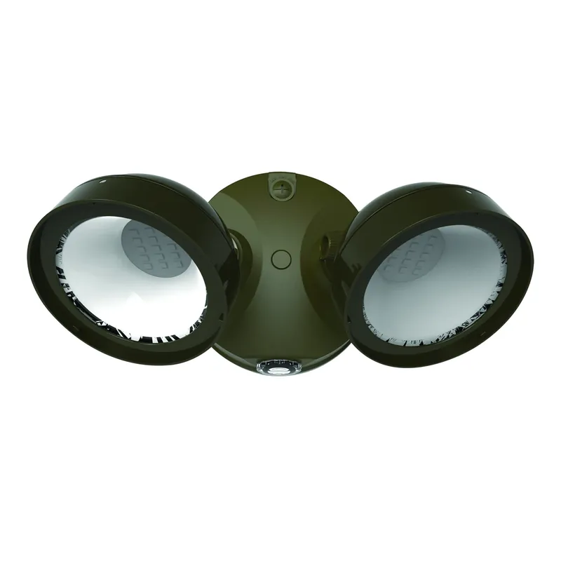 Twin Head Round LED Outdoor Flood Light, 1500 Lumens, Bronze Finish