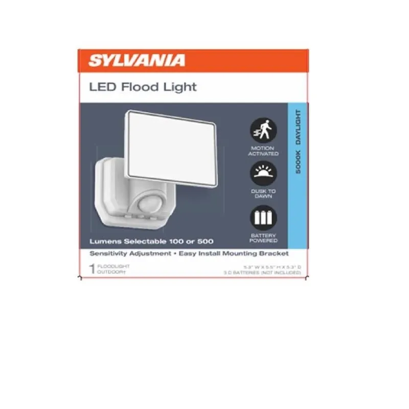 Sylvania Battery‑Operated Motion Sensor LED Floodlight – White