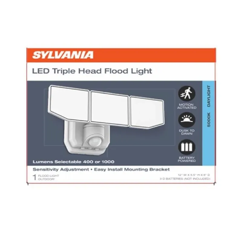 Sylvania Battery‑Operated Motion‑Detect LED Security Light – Bright White, 1100 lm