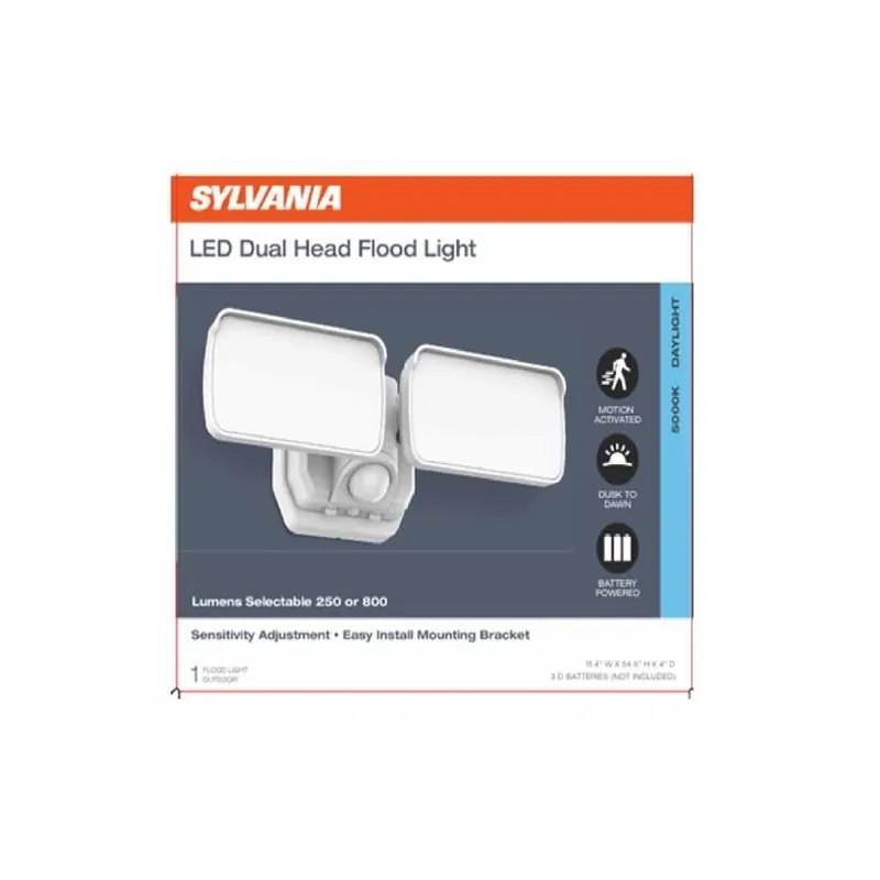Sylvania Battery‑Powered Motion Sensor LED Floodlight – 800 Lumens, Black