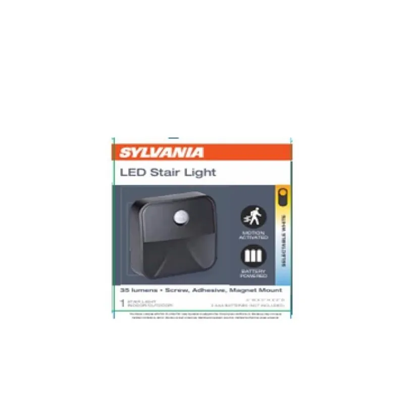 Sylvania Battery‑Operated Motion Sensor LED Stair Light – Black, 30 Lumens