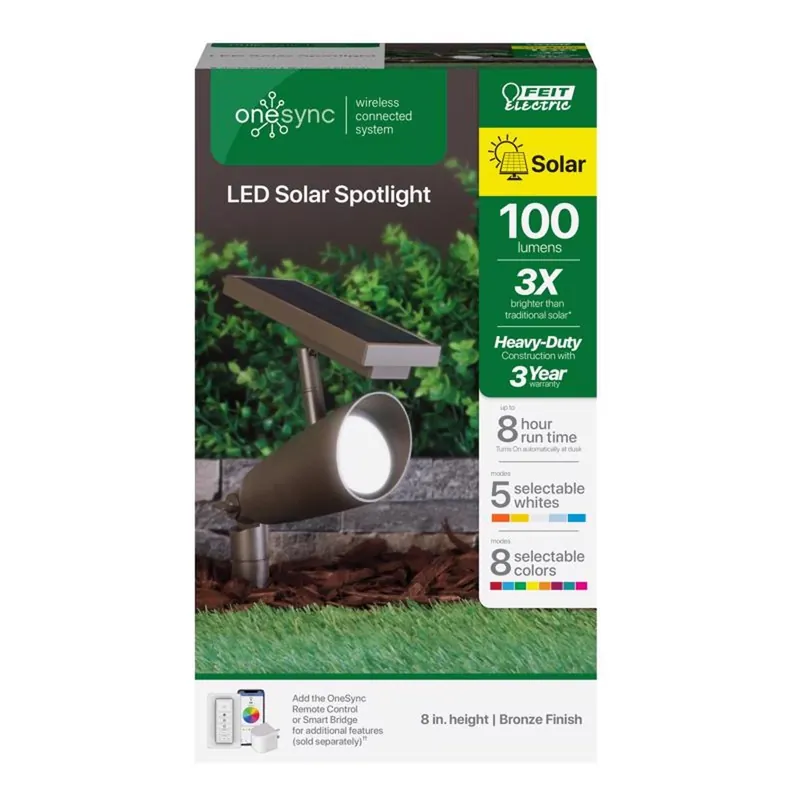 Feit OneSync Bronze Solar Powered/Remote 1 W LED Spotlight 1 Pk