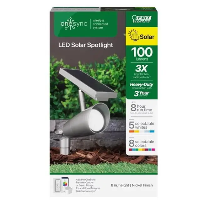 Feit OneSync Brushed Nickel Solar Powered 1 W LED Spotlight 1 Pk