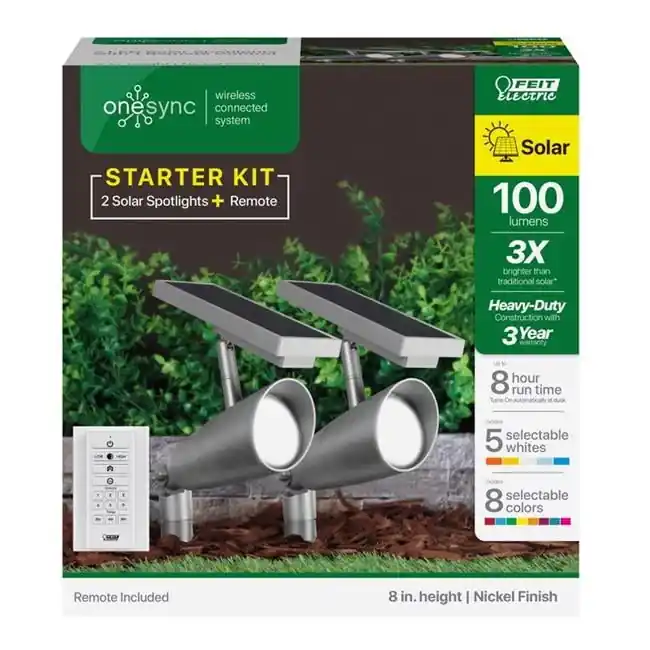 Feit OneSync Dusk To Dawn Solar Powered LED Nickel Spotlight
