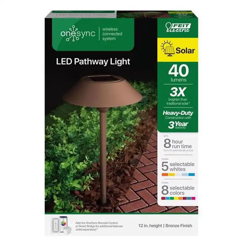 Feit OneSync Bronze Solar Powered 0.4 W LED Pathway Light 1 Pk