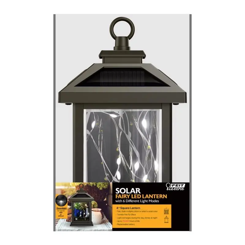 Feit Solar Fixtures 7 In. Solar Power Metal Square Bronze Hanging Pathway Light