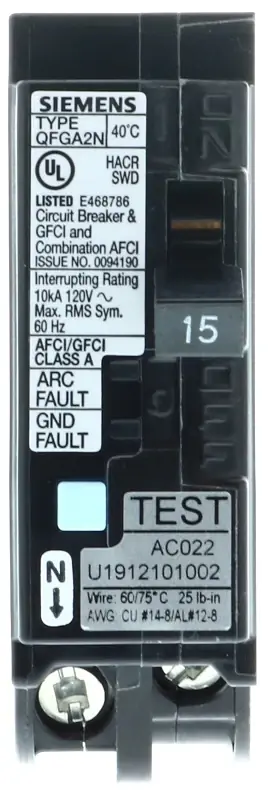 120v 15a Circuit Breaker, 1 Pole, Plug-on Neutral Load Center