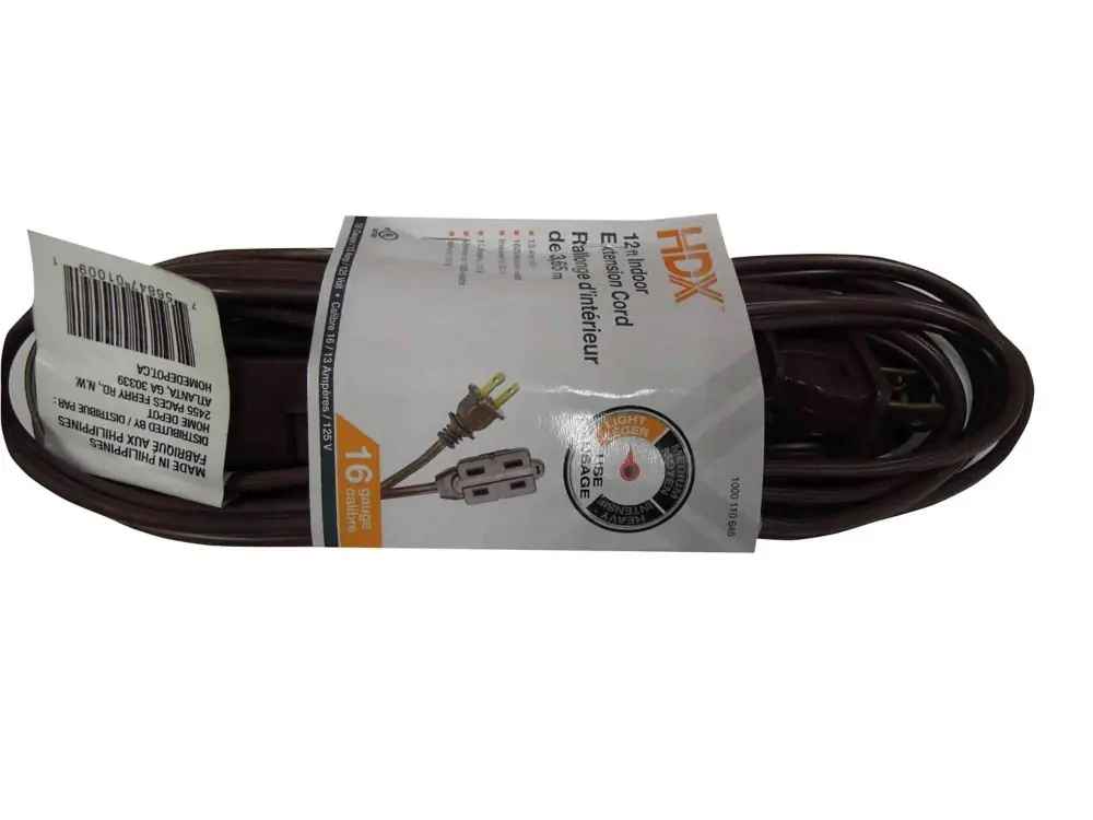 12 Ft. 16/2 Spt-2 Indoor Light-duty Extension Cord With 3-outlet Cube Tap