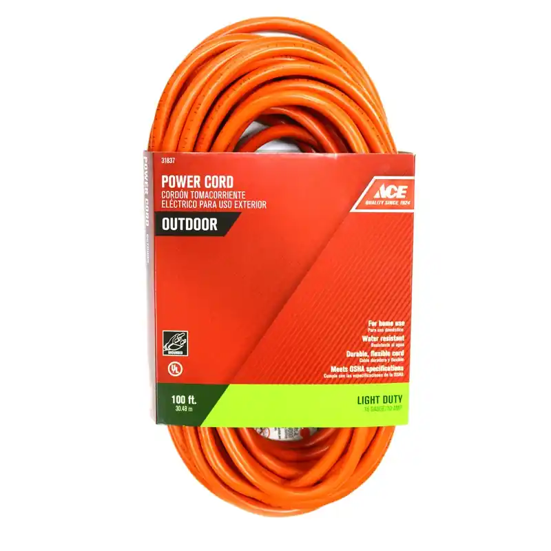 100 Ft. L Orange Extension Cord 16/3 Sjtw For Indoor And Outdoor Use