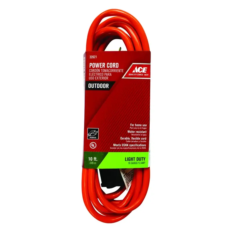 10 Ft. L Orange Extension Cord 16/2 Sjtw For Indoor And Outdoor Use