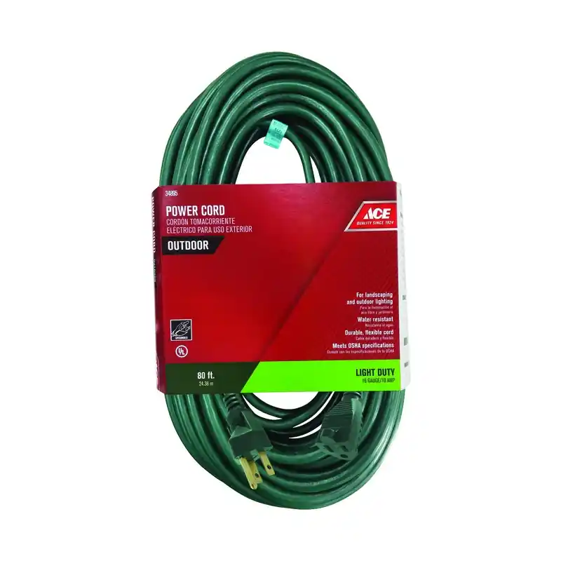 Outdoor 80 Ft. Green Extension Cord 16/3 Sjtw For Landscaping And Lighting
