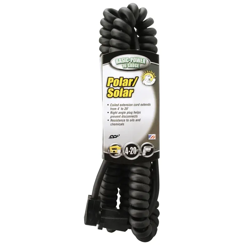 20 Ft. 16/3 Sjeow Coiled Light-duty Extension Cord - Polar/solar Model 12260008