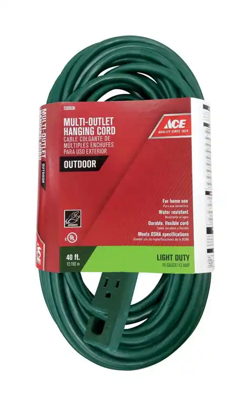 Outdoor 40 Ft. Green Extension Cord 16/3 Sjtw For Home And Job Site Use