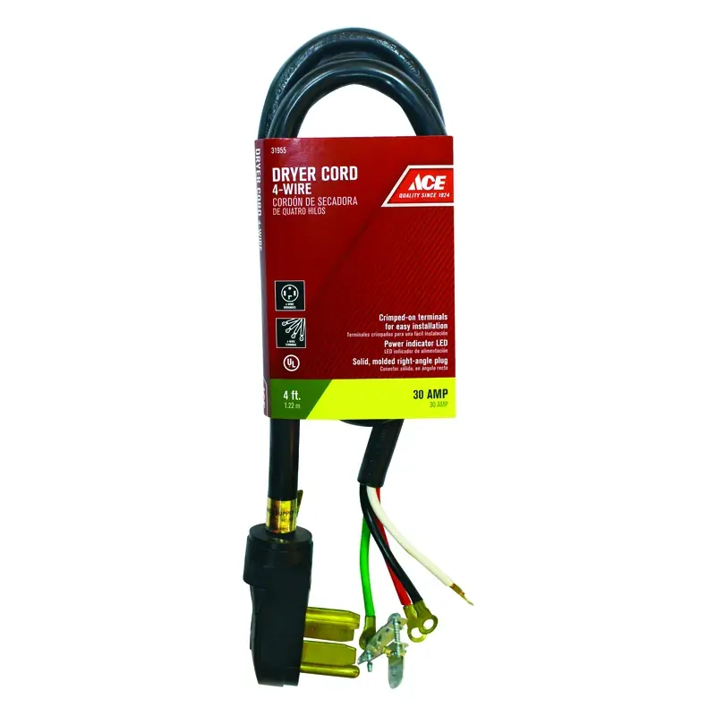 10/4 Srdt 4 Ft. L Dryer Cord 4 Wire - Heavy Duty Electrical Connection