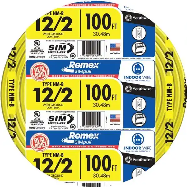 28828228 12/2wg Non-metallic Indoor Copper Wire, 100 Feet