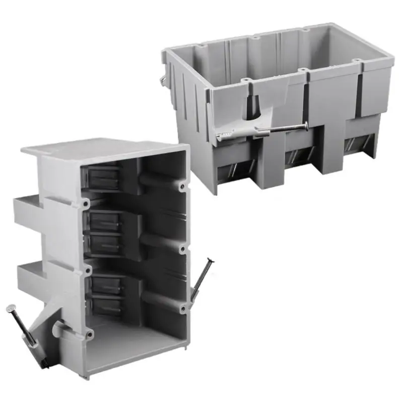Ez Box New Work 53 Cubic Inch Rectangle Pvc 3 Gang Outlet Box Gray