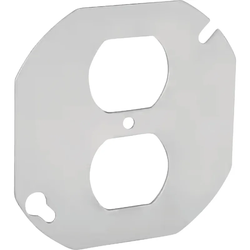 4 Inch Duplex Receptacle Gray Round Box Cover - Ul Listed Steel